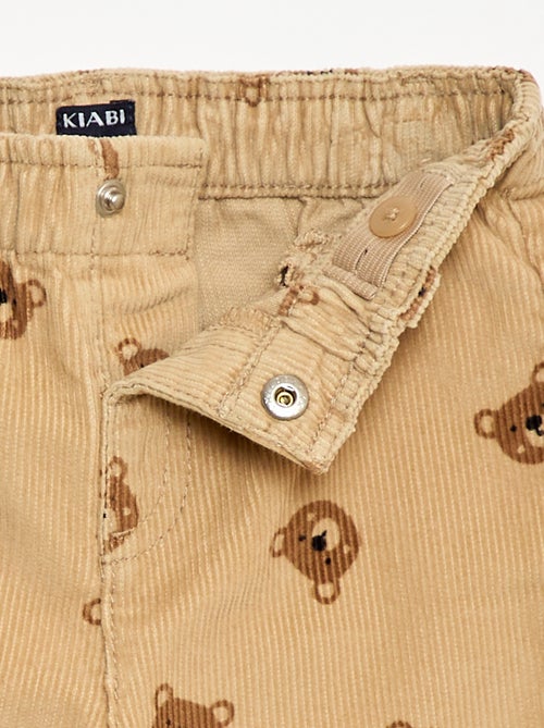 Calças paperbag em veludo cotelê - Kiabi