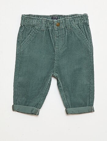 Calças paperbag em veludo cotelê