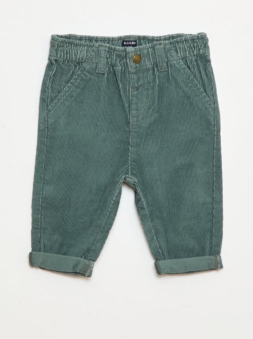 Calças paperbag em veludo cotelê - Kiabi
