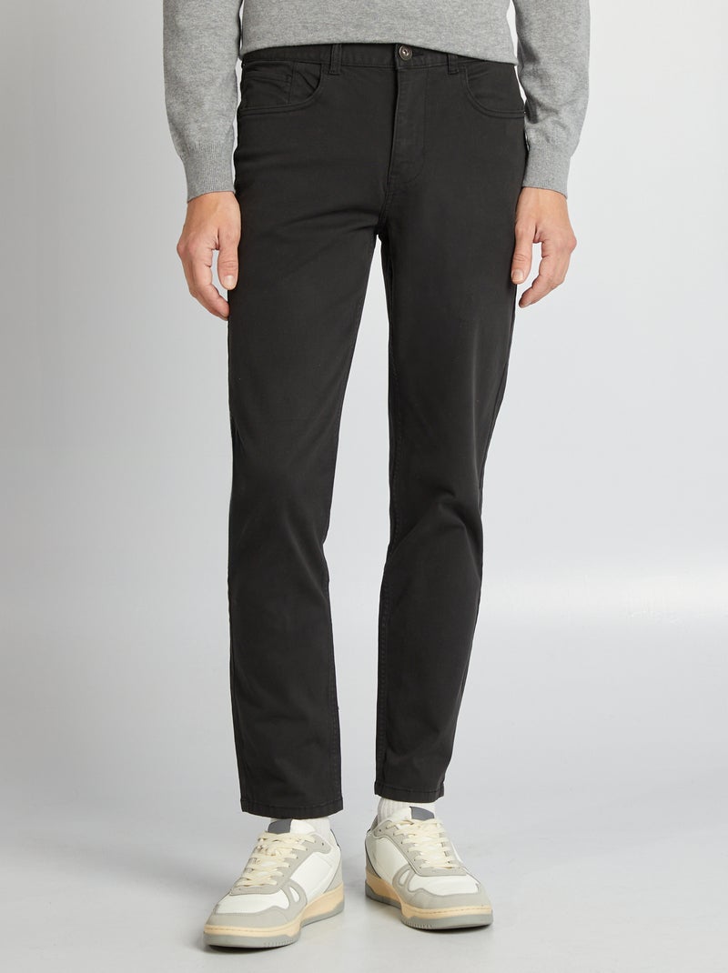 Calças para homem com corte slim e 5 bolsos PRETO - Kiabi