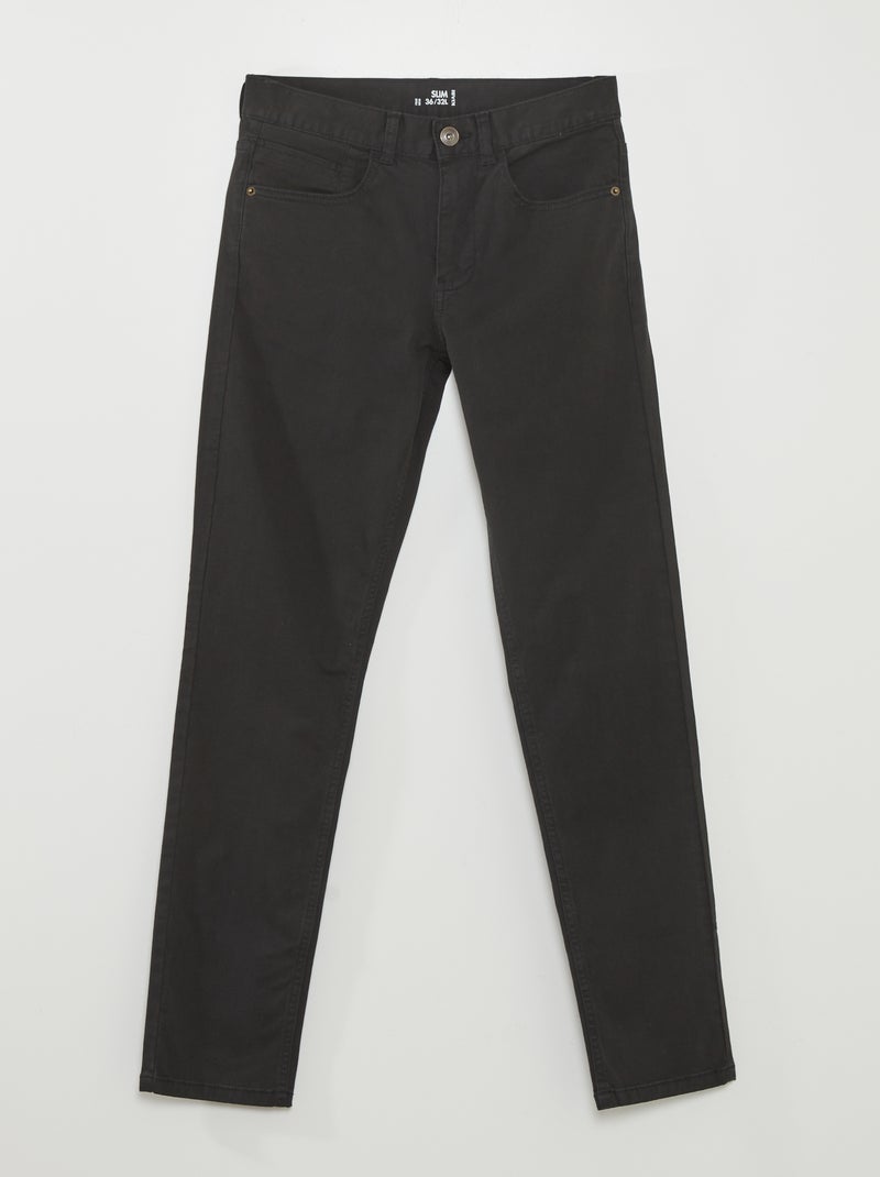 Calças para homem com corte slim e 5 bolsos PRETO - Kiabi