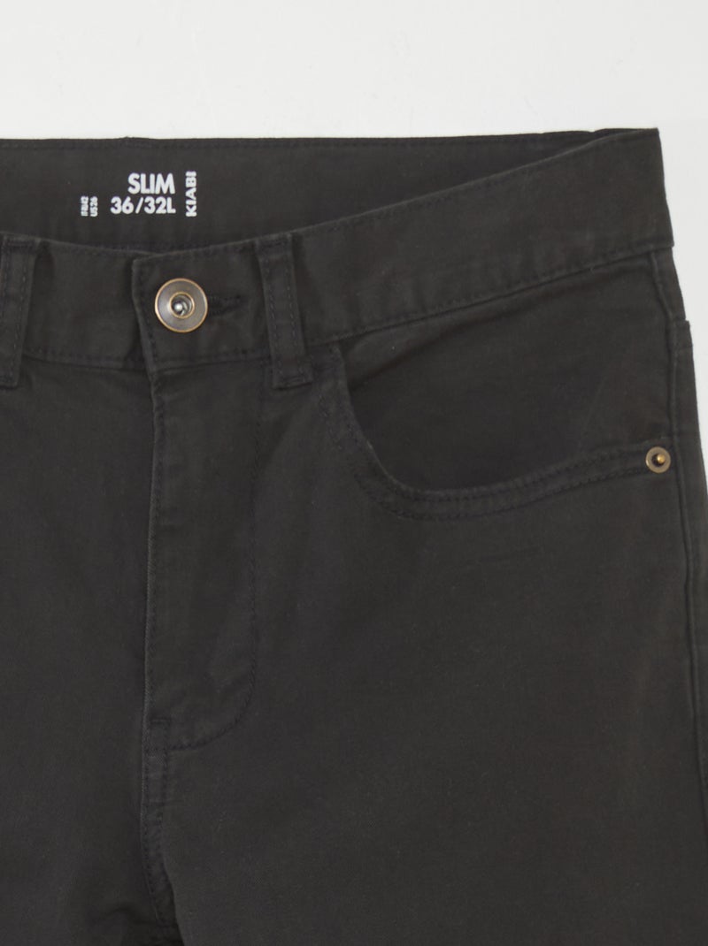 Calças para homem com corte slim e 5 bolsos PRETO - Kiabi