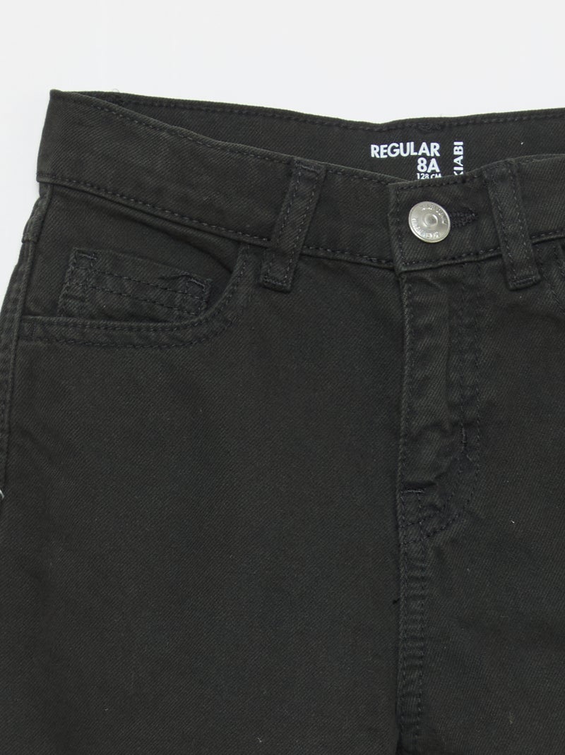 Calças regular 5 bolsos Preto - Kiabi