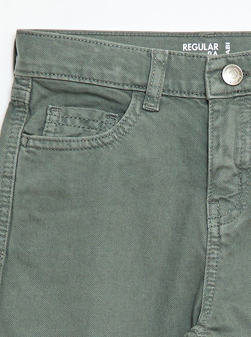 Calças regular 5 bolsos Verde - Kiabi