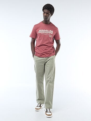 Calças regular em sarja