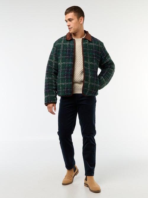 Calças regular fit em veludo liso - Kiabi