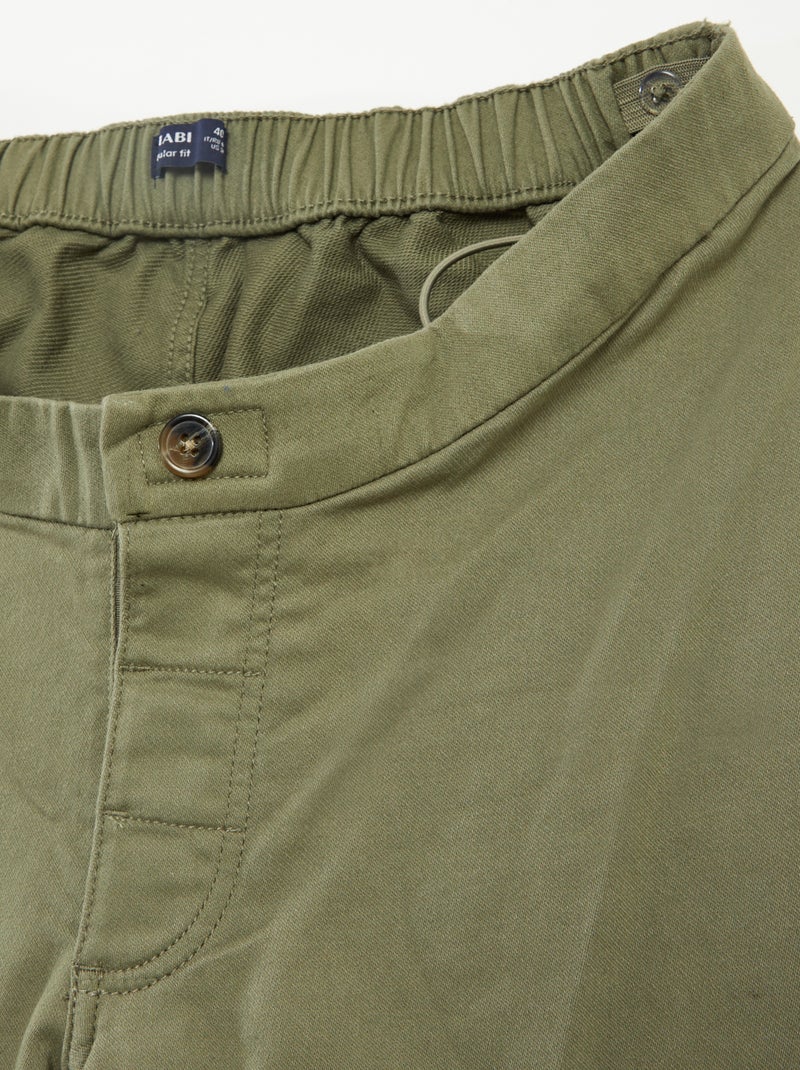 Calças regulares com bolsos com aba - So Easy VERDE - Kiabi