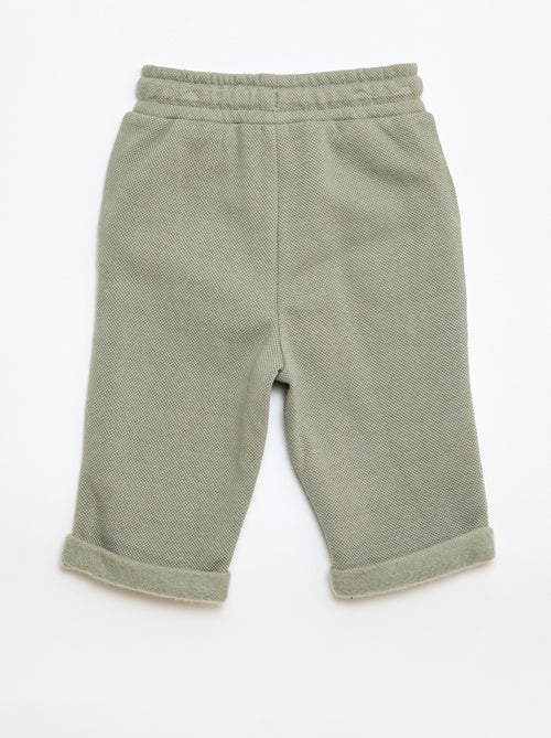 Calças relax em malha piqué - Kiabi