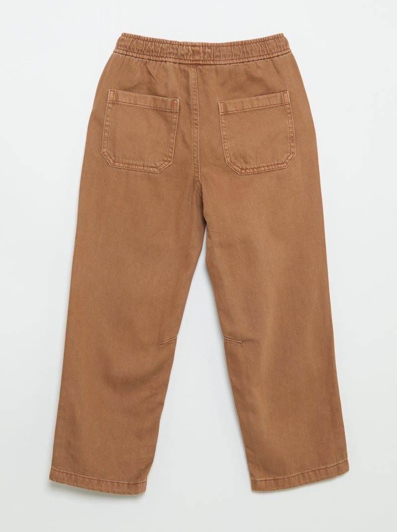 Calças relaxed fit com cintura elástica Castanho - Kiabi