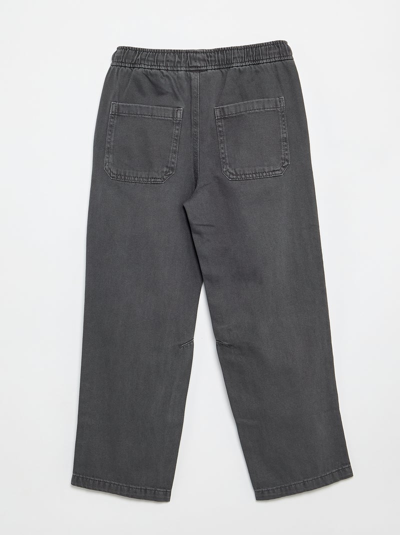 Calças relaxed fit com cintura elástica Cinza - Kiabi