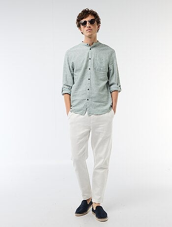 Calças retas com cintura elástica