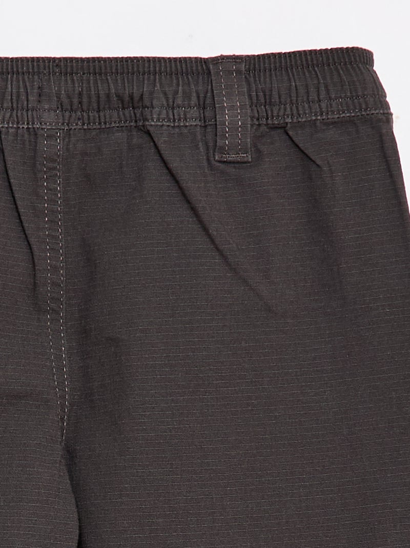 Calças retas de algodão liso - Coleção fácil de vestir Preto - Kiabi