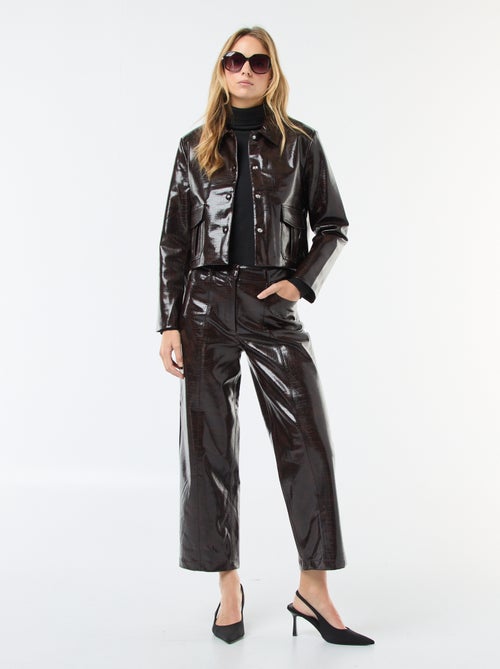 Calças retas em imitação de pele de cobra - Kiabi