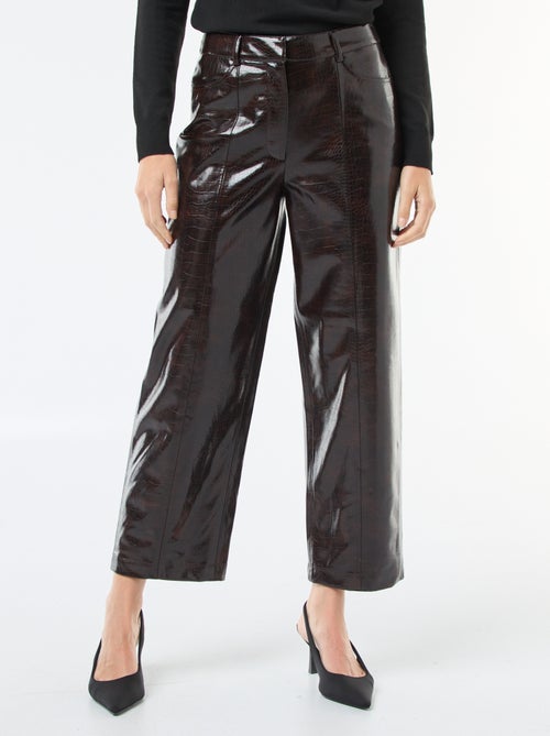 Calças retas em imitação de pele de cobra - Kiabi