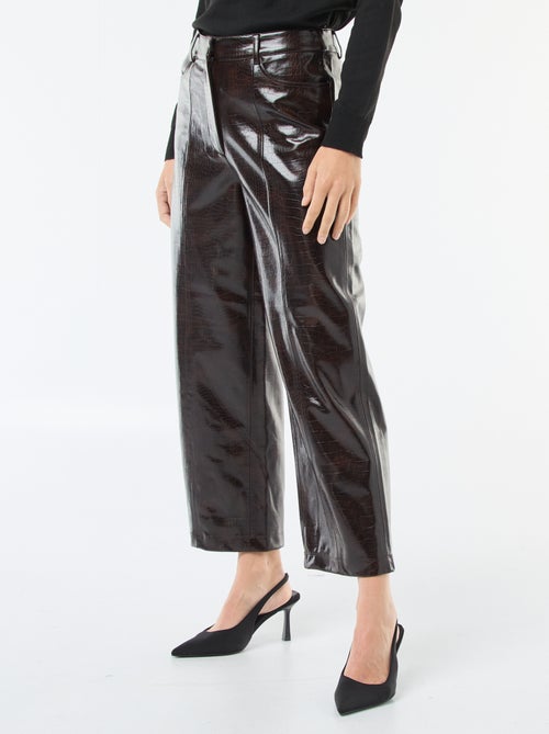 Calças retas em imitação de pele de cobra - Kiabi