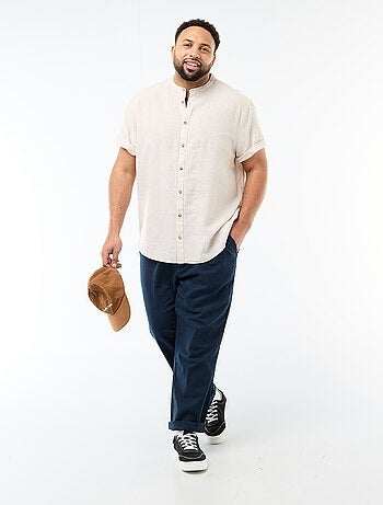 Calças retas em linho misto