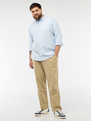 Calças retas em linho misto