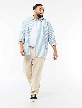 Calças retas em linho misto