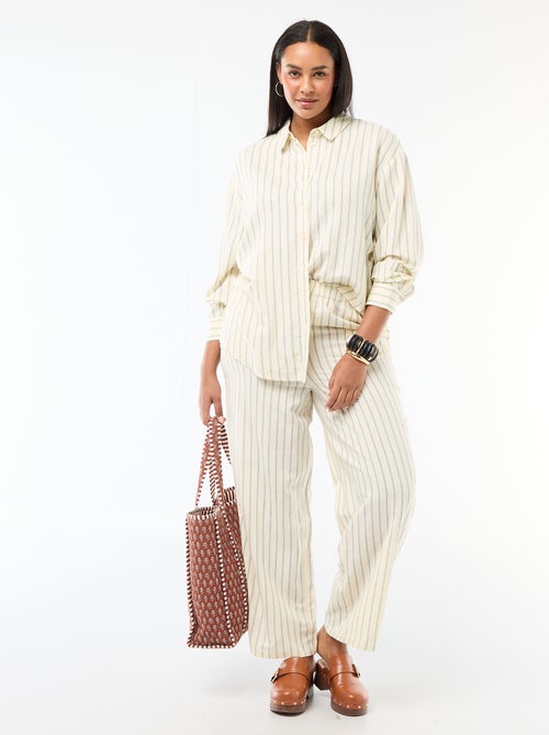 Calças retas em mistura de linho - Kiabi