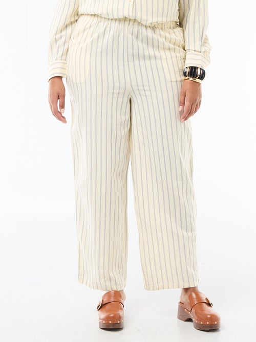 Calças retas em mistura de linho - Kiabi