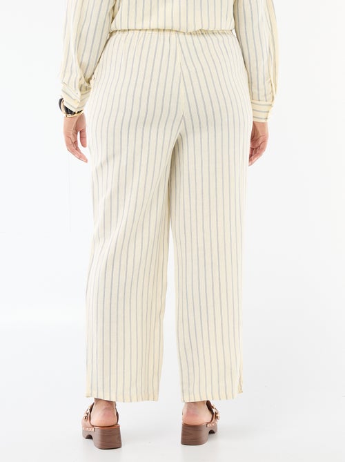 Calças retas em mistura de linho - Kiabi