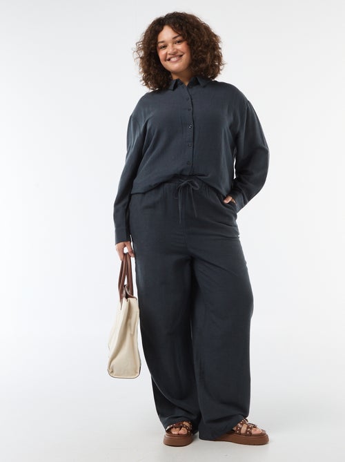 Calças retas em mistura de linho - Kiabi