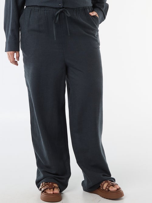 Calças retas em mistura de linho - Kiabi