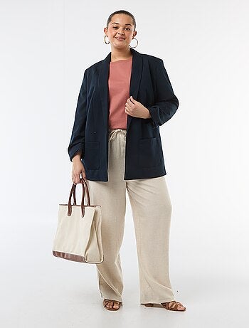 Calças retas em mistura de linho