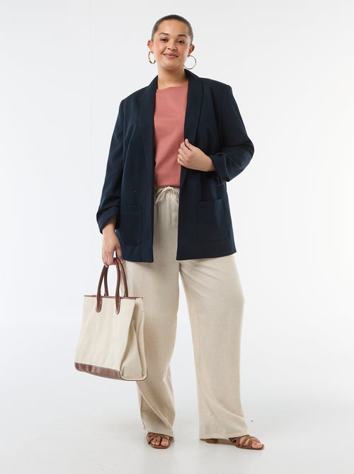 Calças retas em mistura de linho - Kiabi