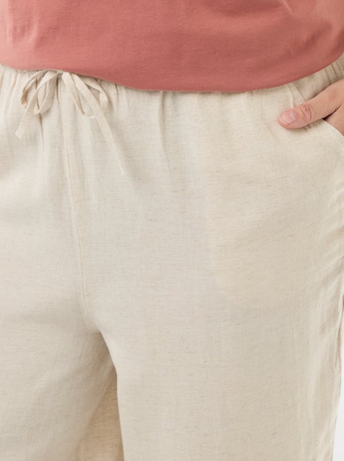 Calças retas em mistura de linho - Kiabi