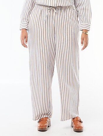 Calças retas em mistura de linho