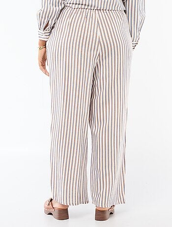 Calças retas em mistura de linho