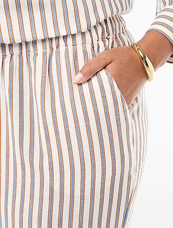 Calças retas em mistura de linho