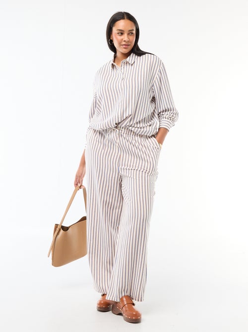 Calças retas em mistura de linho - Kiabi