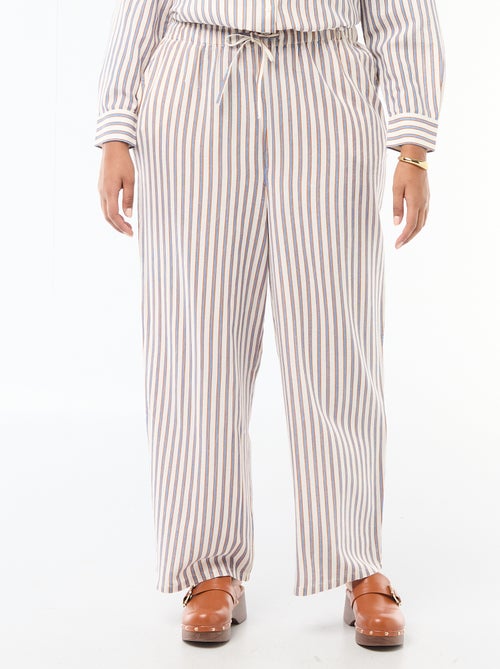 Calças retas em mistura de linho - Kiabi