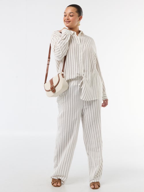 Calças retas em mistura de linho - Kiabi