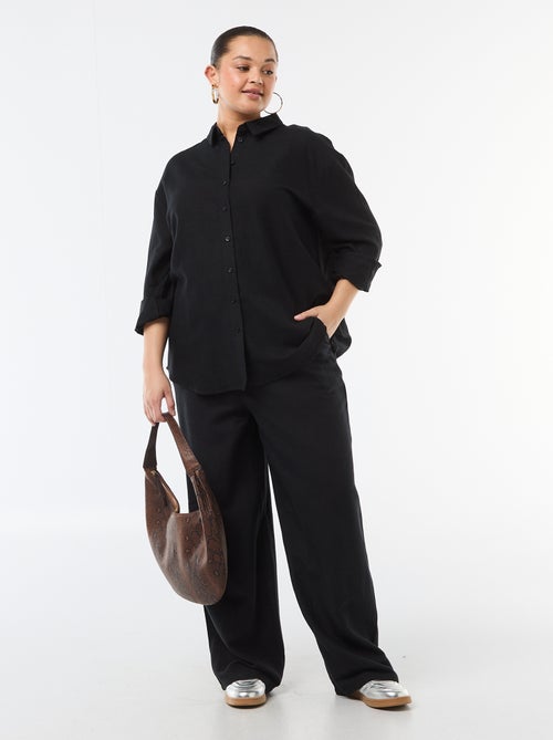 Calças retas em mistura de linho - Kiabi