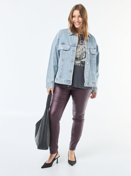 Calças retas em tecido acetinado - Kiabi