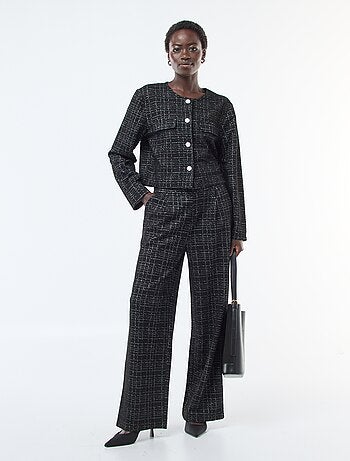 Calças retas 'JDY' aos quadrados com cinto elástico