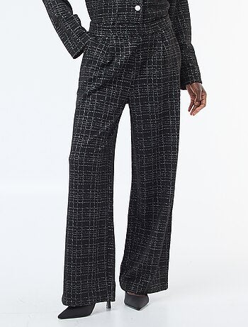 Calças retas 'JDY' aos quadrados com cinto elástico