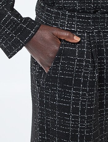 Calças retas 'JDY' aos quadrados com cinto elástico