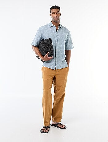 Calças retas leves em linho misto