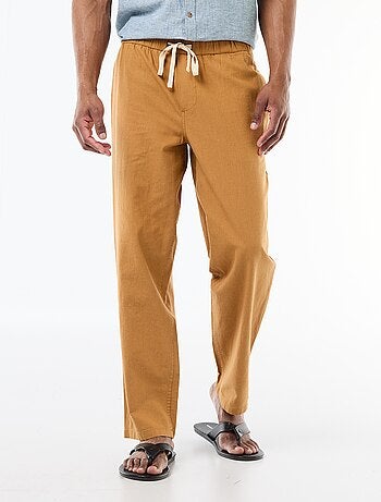 Calças retas leves em linho misto