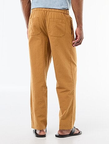 Calças retas leves em linho misto