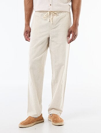 Calças retas leves em linho misto