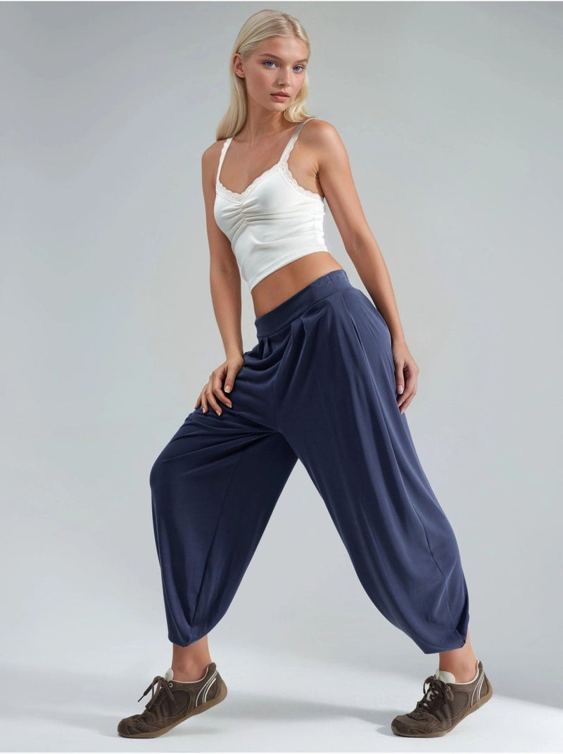 Calças salwar plissadas busem Azul-marinho - Kiabi