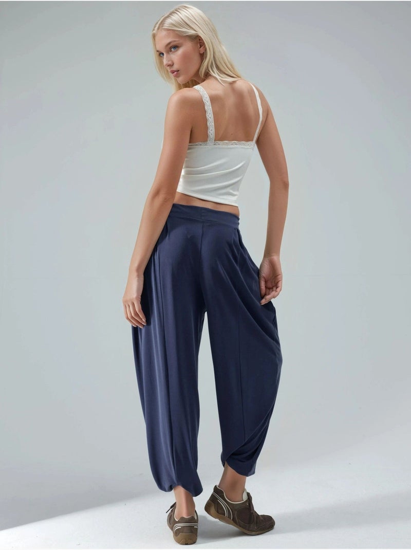 Calças salwar plissadas busem Azul-marinho - Kiabi