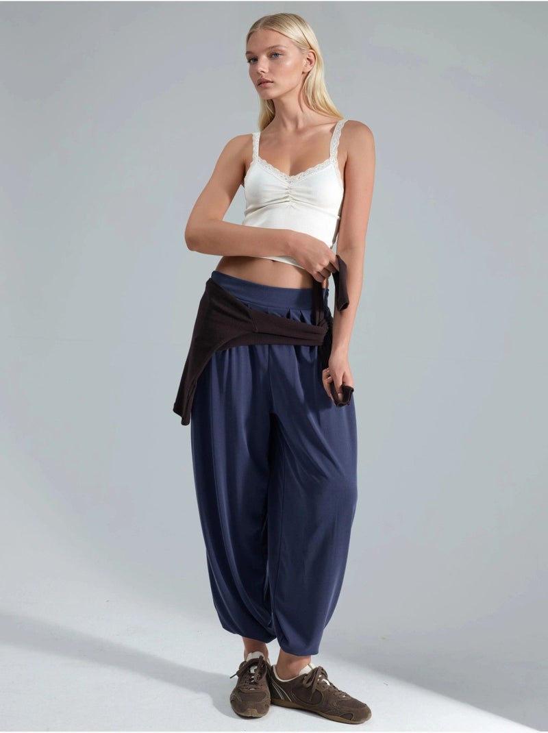 Calças salwar plissadas busem Azul-marinho - Kiabi