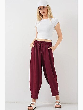 Calças salwar texturadas com cintura com cordão bdart