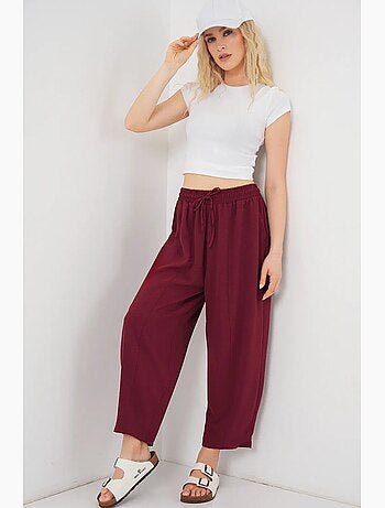 Calças salwar texturadas com cintura com cordão bdart